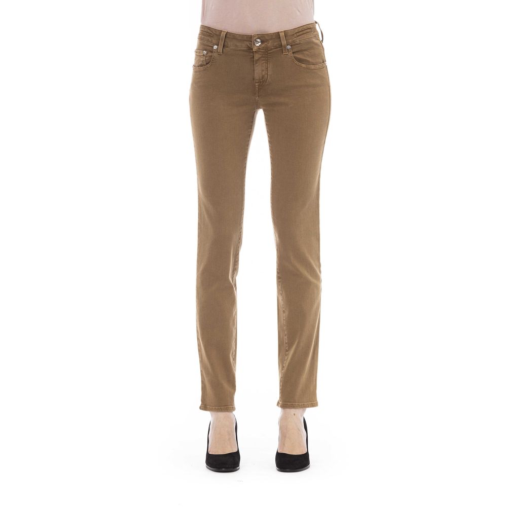 Beige Cotton Women's Jeans
