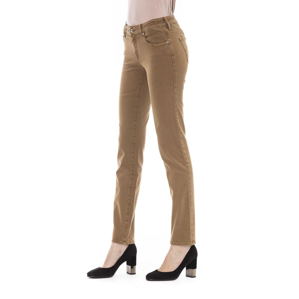 Beige Cotton Women's Jeans