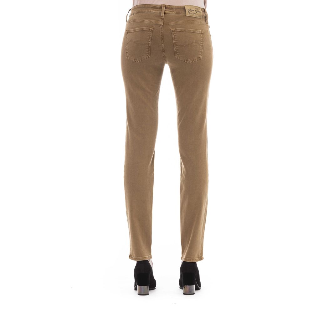 Beige Cotton Women's Jeans