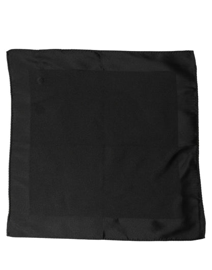 Dolce & Gabbana Black Silk Square Handkerchief Pocket Scarf