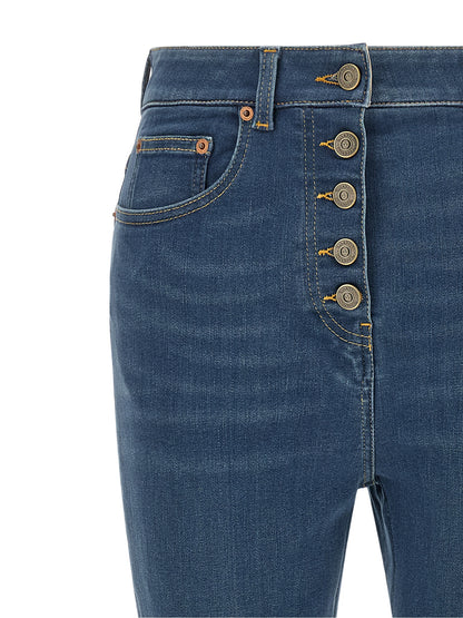 Valentino Garavani Blue Lamb Fur High-Waisted Jean