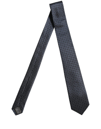 Dolce & Gabbana Men Blue Silk Geometric Adjustable Tied Necktie Tie
