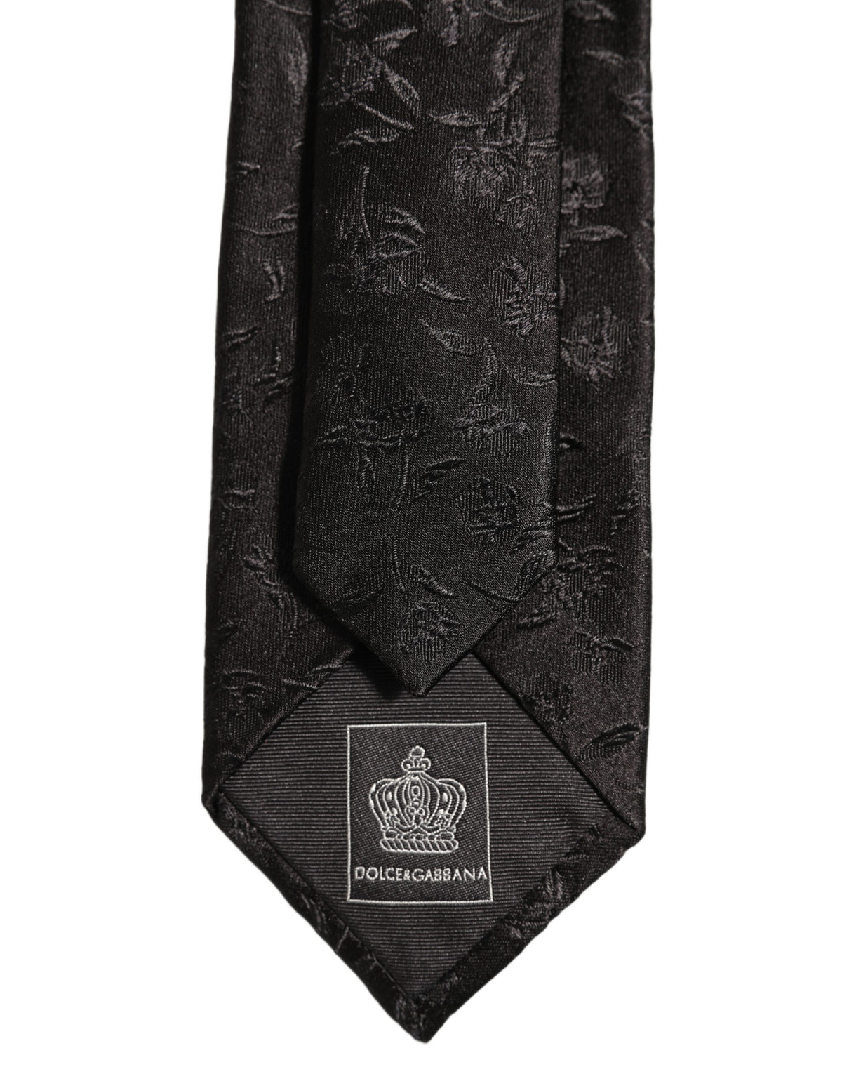 Dolce & Gabbana Black Silk Floral Jacquard Adjustable Tied Necktie Tie