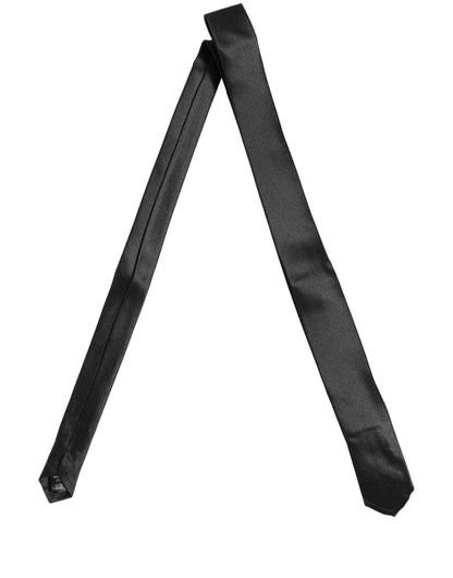 Dolce & Gabbana Black Satin Silk Classic Adjustable Tied Necktie