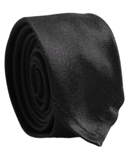 Dolce & Gabbana Black Satin Silk Classic Adjustable Tied Necktie