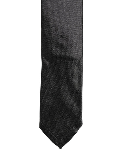 Dolce & Gabbana Black Satin Silk Classic Adjustable Tied Necktie
