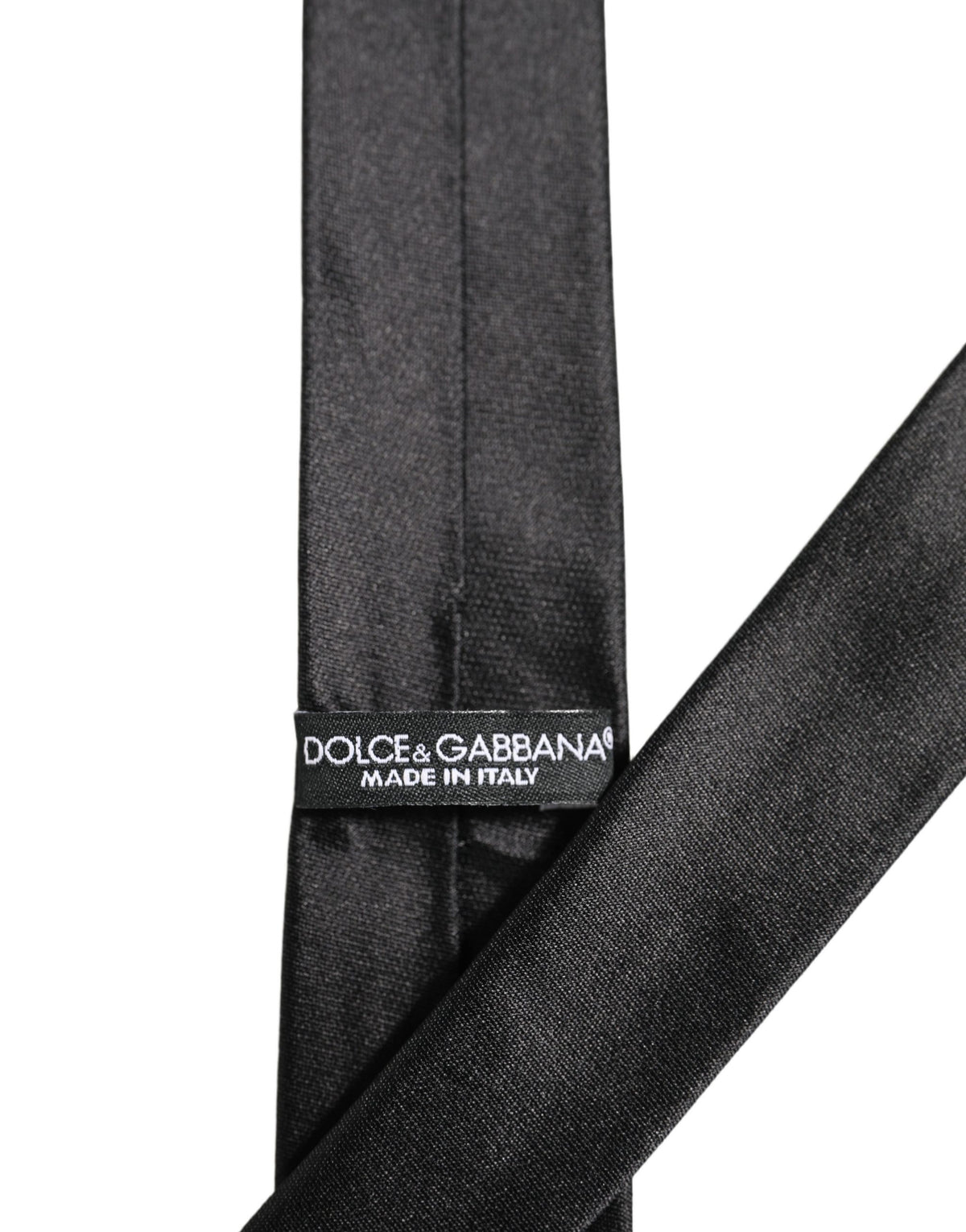 Dolce & Gabbana Black Satin Silk Classic Adjustable Tied Necktie