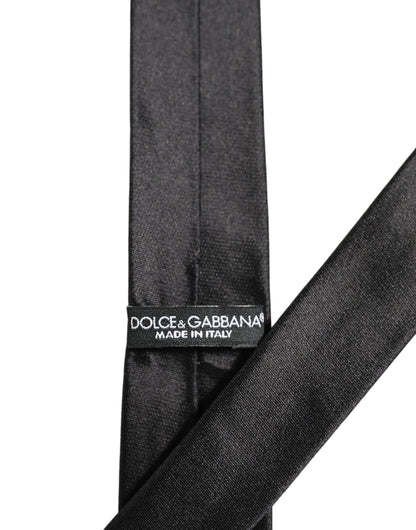 Dolce & Gabbana Black Satin Silk Classic Adjustable Tied Necktie