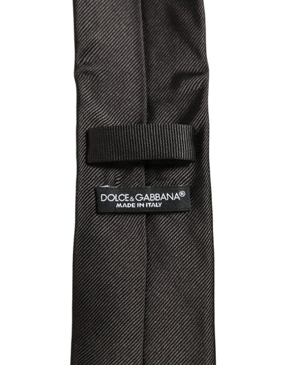 Dolce & Gabbana Men Dark Gray Silk Classic Adjustable Tied Necktie Tie