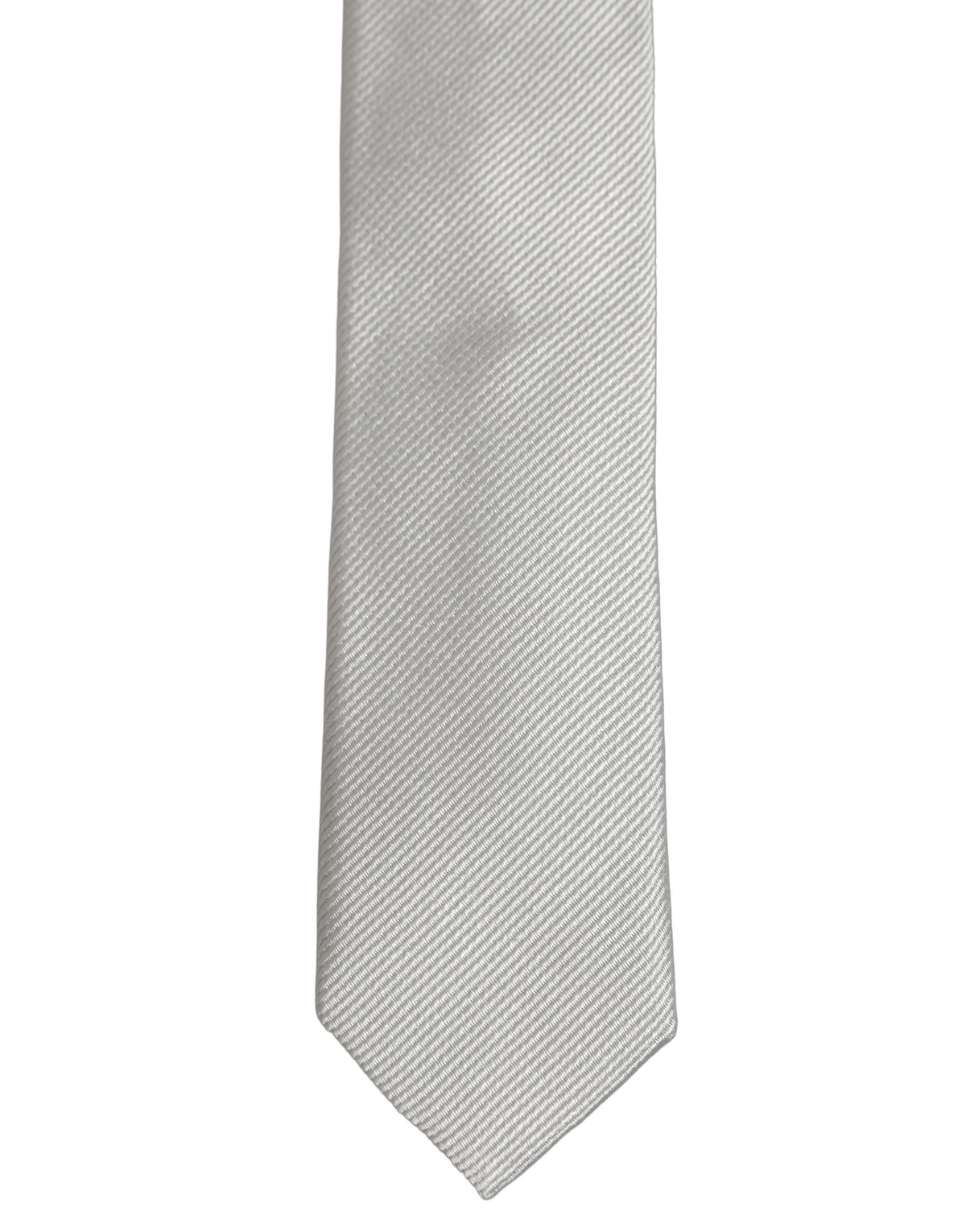 Dolce & Gabbana Men Light Gray Textured Silk Adjustable Tied Necktie Tie