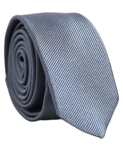 Dolce & Gabbana Men Light Blue Textured Silk Adjustable Tied Necktie Tie