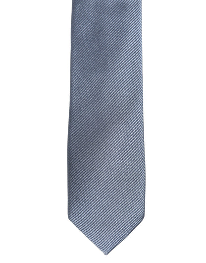 Dolce & Gabbana Men Light Blue Textured Silk Adjustable Tied Necktie Tie