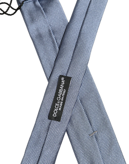 Dolce & Gabbana Men Light Blue Textured Silk Adjustable Tied Necktie Tie