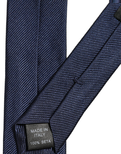 Dolce & Gabbana Men Dark Blue Textured Silk Adjustable Tied Necktie Tie
