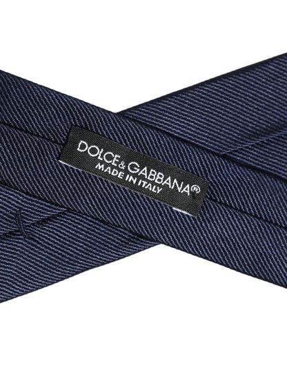 Dolce & Gabbana Men Dark Blue Textured Silk Adjustable Tied Necktie Tie