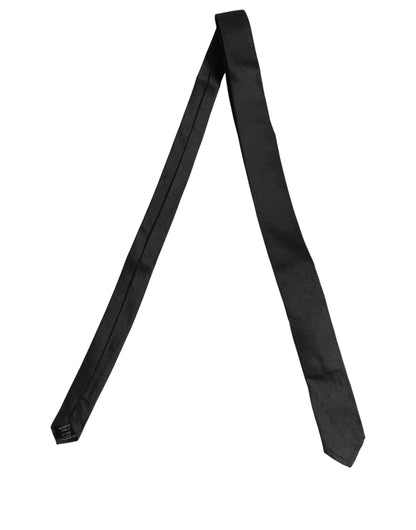 Dolce & Gabbana Men Black Satin Silk Classic Adjustable Tied Necktie Tie
