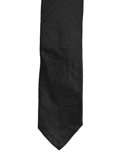 Dolce & Gabbana Men Black Satin Silk Classic Adjustable Tied Necktie Tie