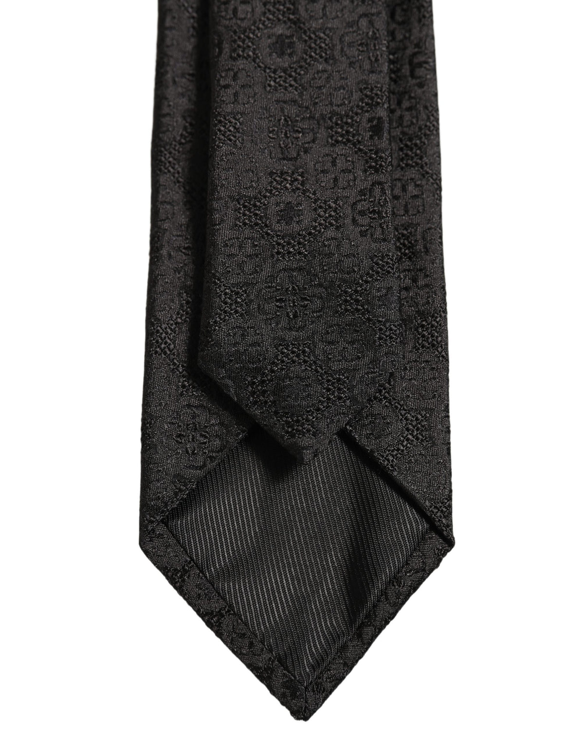 Dolce & Gabbana Men Black Silk Geometric Adjustable Tied Necktie Tie