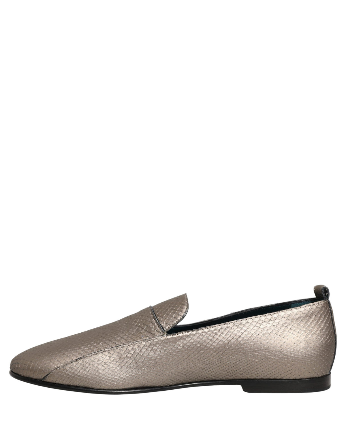 Dolce & Gabbana Silver Leather Logo Slip-On Loafers
