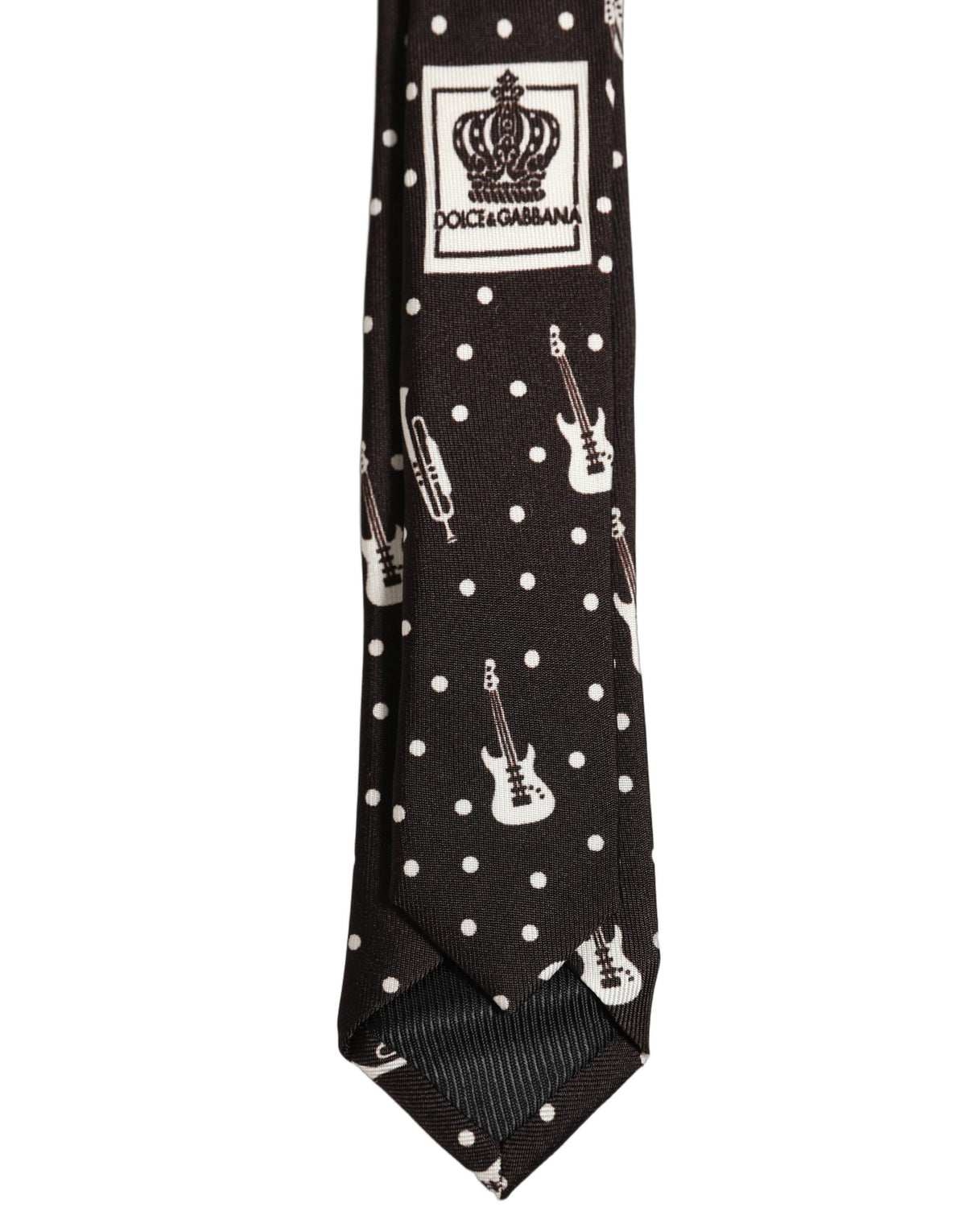 Dolce & Gabbana Black Musical Instrument Silk Adjustable Tied Necktie