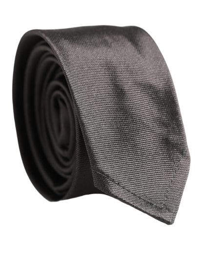 Dolce & Gabbana Black Woven 100% Silk Adjustable Necktie Accessory Tie