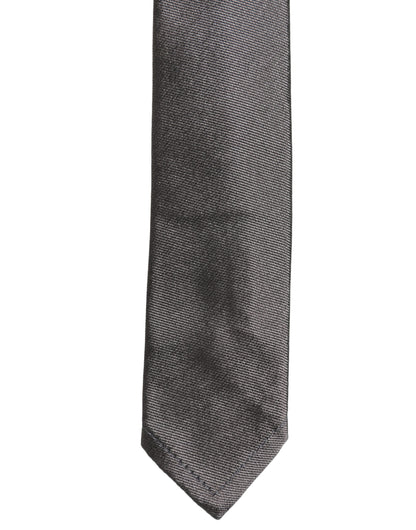 Dolce & Gabbana Black Woven 100% Silk Adjustable Necktie Accessory Tie