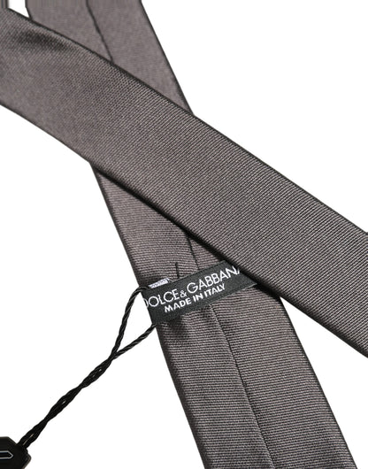 Dolce & Gabbana Black Woven 100% Silk Adjustable Necktie Accessory Tie