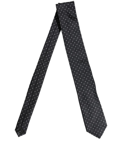 Dolce & Gabbana Dark Blue Silk Polka Dot Adjustable Tied Men Necktie Tie