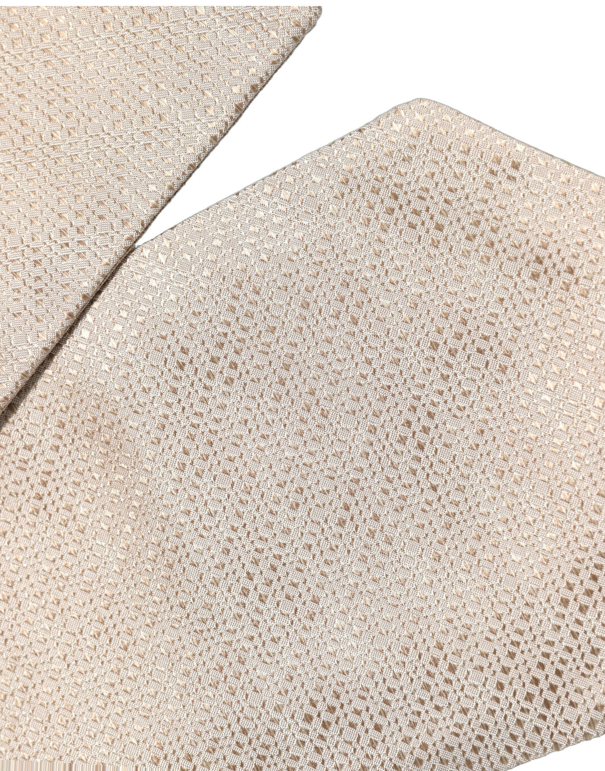 Dolce & Gabbana Beige Silk Textured Knit Adjustable Tied Men Necktie Tie