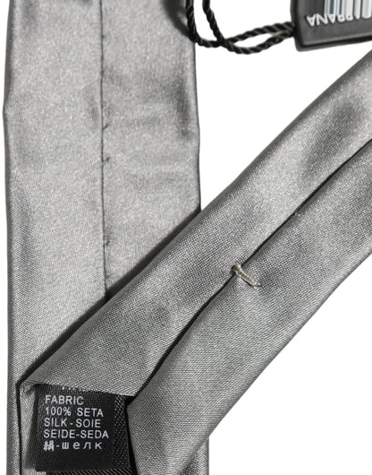 Dolce & Gabbana Gray Satin 100% Silk Adjustable Tied Men Necktie Tie