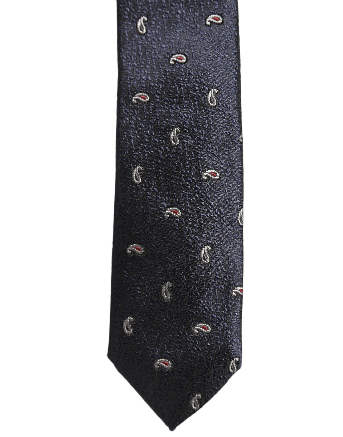 Dolce & Gabbana Dark Blue Silk Paisley Adjustable Tied Men Necktie Tie
