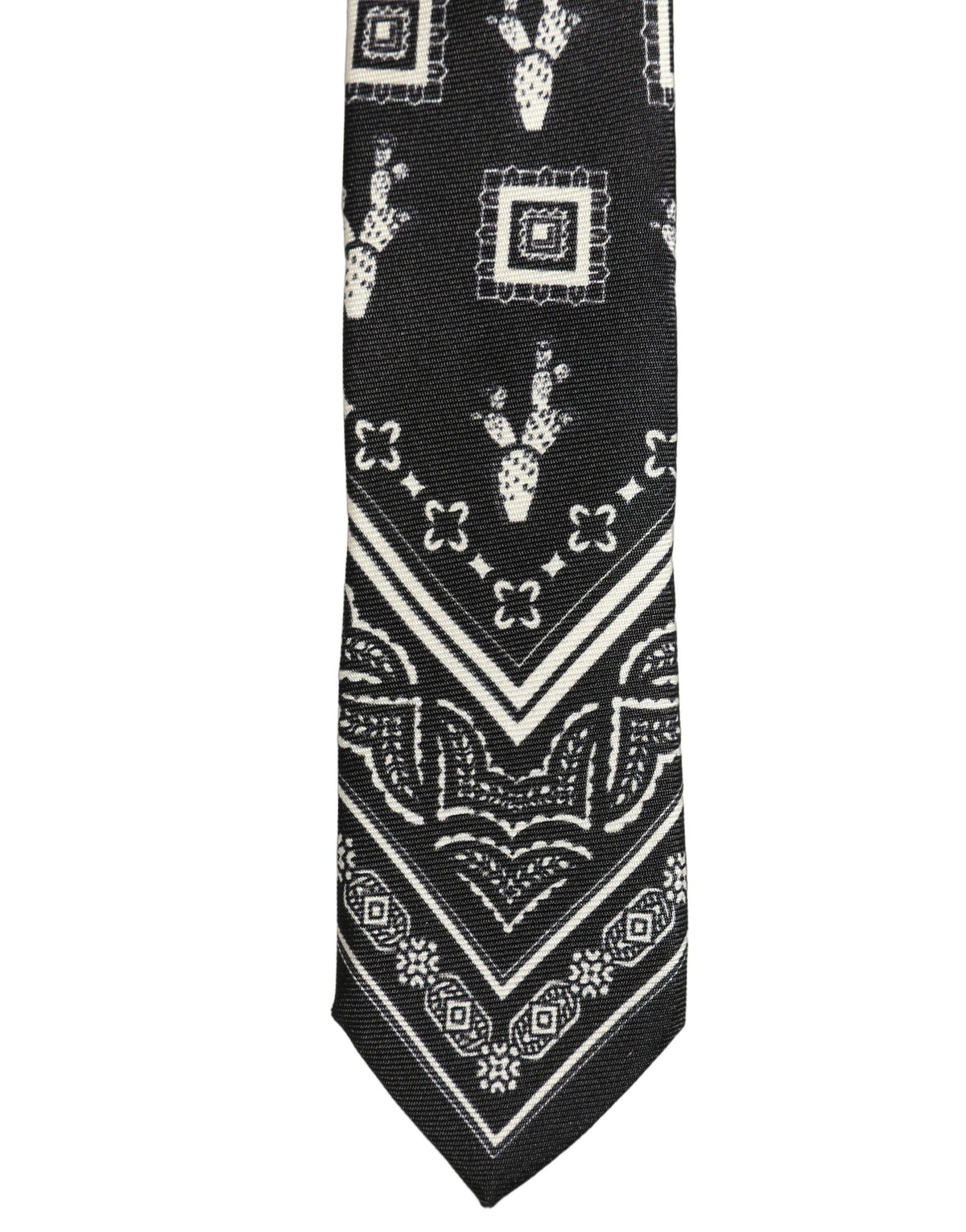 Dolce & Gabbana Black Patterned 100% Silk Adjustable Necktie Accessory Tie