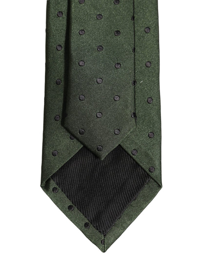 Dolce & Gabbana Men Dark Green Silk Polka Dot Adjustable Tied Necktie Tie