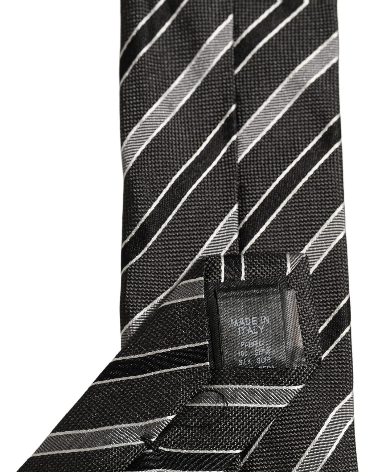 Dolce & Gabbana Black Gray Stripes Silk Adjustable Necktie Accessory Tie