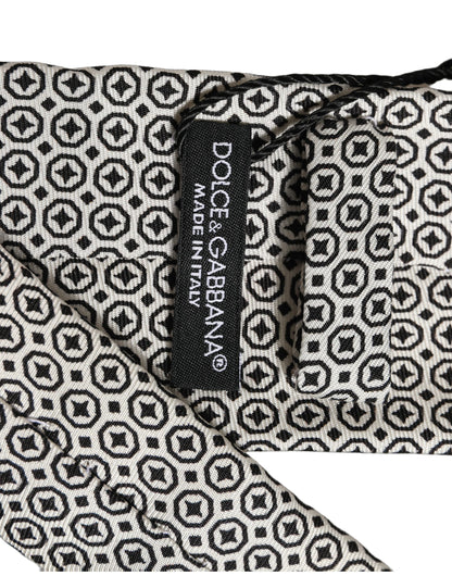Dolce & Gabbana Black White Geometric Adjustable Necktie Accessory Tie