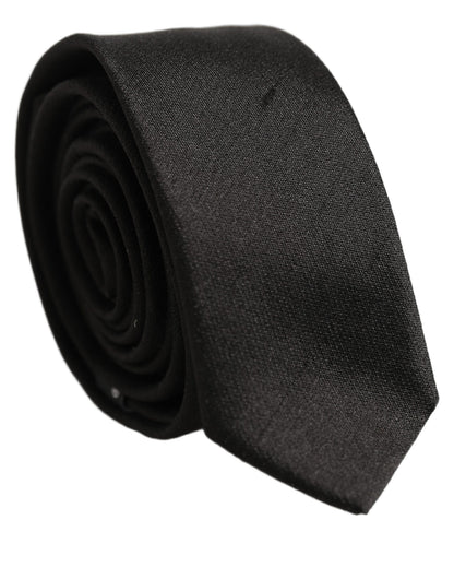 Dolce & Gabbana Black Satin Textured Adjustable Necktie Men Accessory Tie