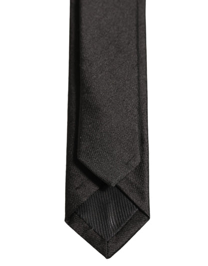 Dolce & Gabbana Black Satin Textured Adjustable Necktie Men Accessory Tie