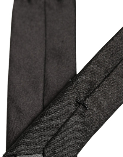 Dolce & Gabbana Black Satin Textured Adjustable Necktie Men Accessory Tie