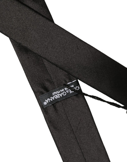 Dolce & Gabbana Black Satin Textured Adjustable Necktie Men Accessory Tie