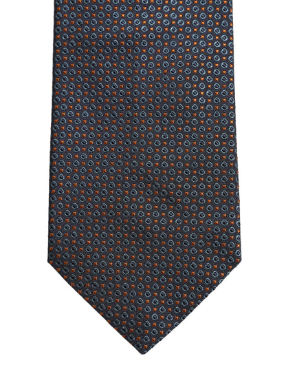 Dolce & Gabbana Dark Blue Geometric Silk Adjustable Necktie Accessory Tie