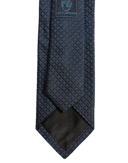 Dolce & Gabbana Men Dark Blue Geometric Silk Adjustable Tied Necktie Tie