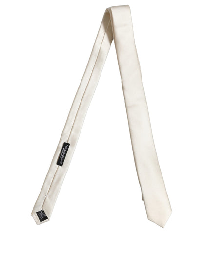 Dolce & Gabbana Cream Silk Adjustable Tied Necktie