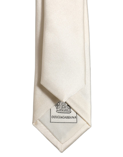 Dolce & Gabbana Cream Silk Adjustable Tied Necktie