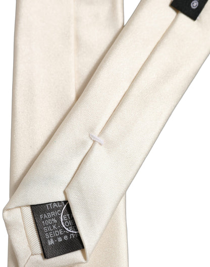 Dolce & Gabbana Cream Silk Adjustable Tied Necktie
