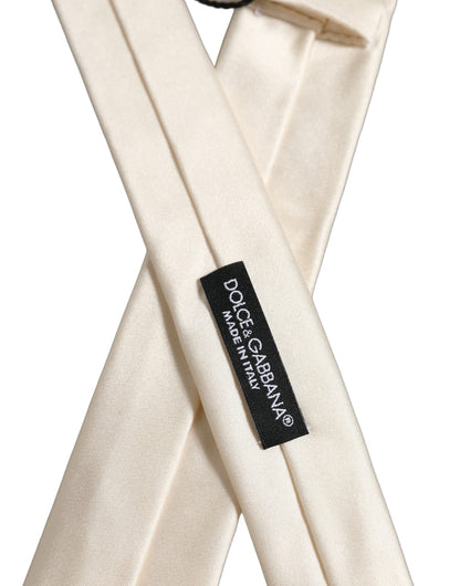 Dolce & Gabbana Cream Silk Adjustable Tied Necktie