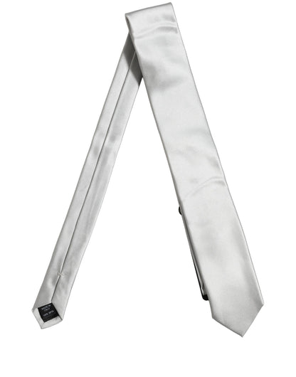 Dolce & Gabbana Gray Satin 100% Silk Adjustable Tied Men Necktie Tie
