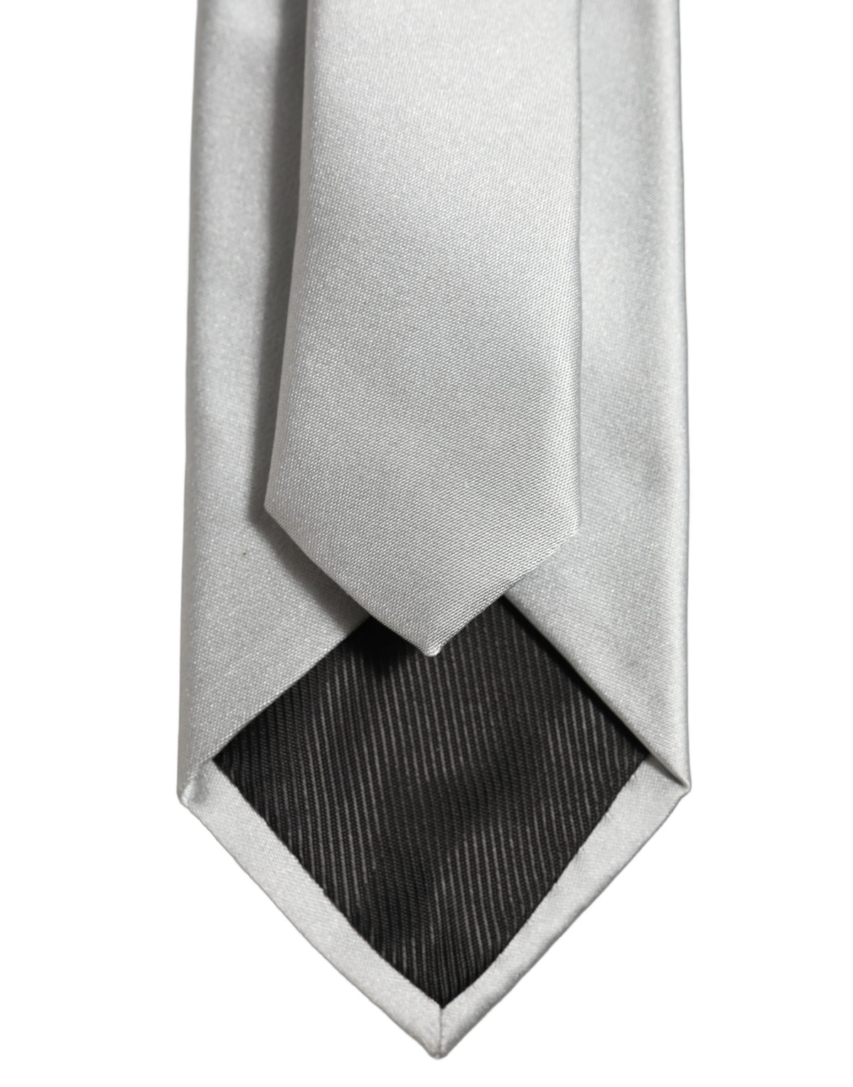 Dolce & Gabbana Gray Satin 100% Silk Adjustable Tied Men Necktie Tie