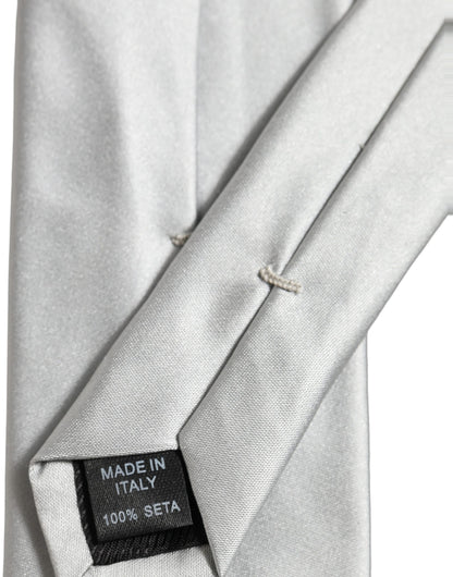 Dolce & Gabbana Gray Satin 100% Silk Adjustable Tied Men Necktie Tie