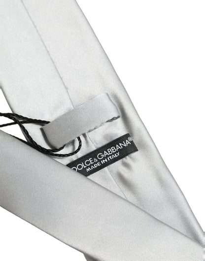 Dolce & Gabbana Gray Satin 100% Silk Adjustable Tied Men Necktie Tie