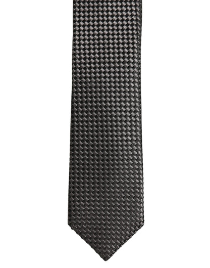 Dolce & Gabbana Dark Gray Textured Silk Adjustable Necktie Accessory Tie